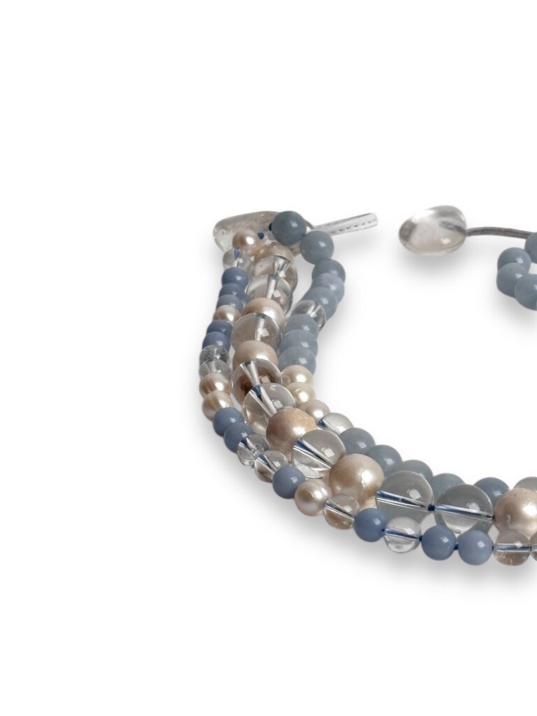 Crystal quartz, angelite and pearls