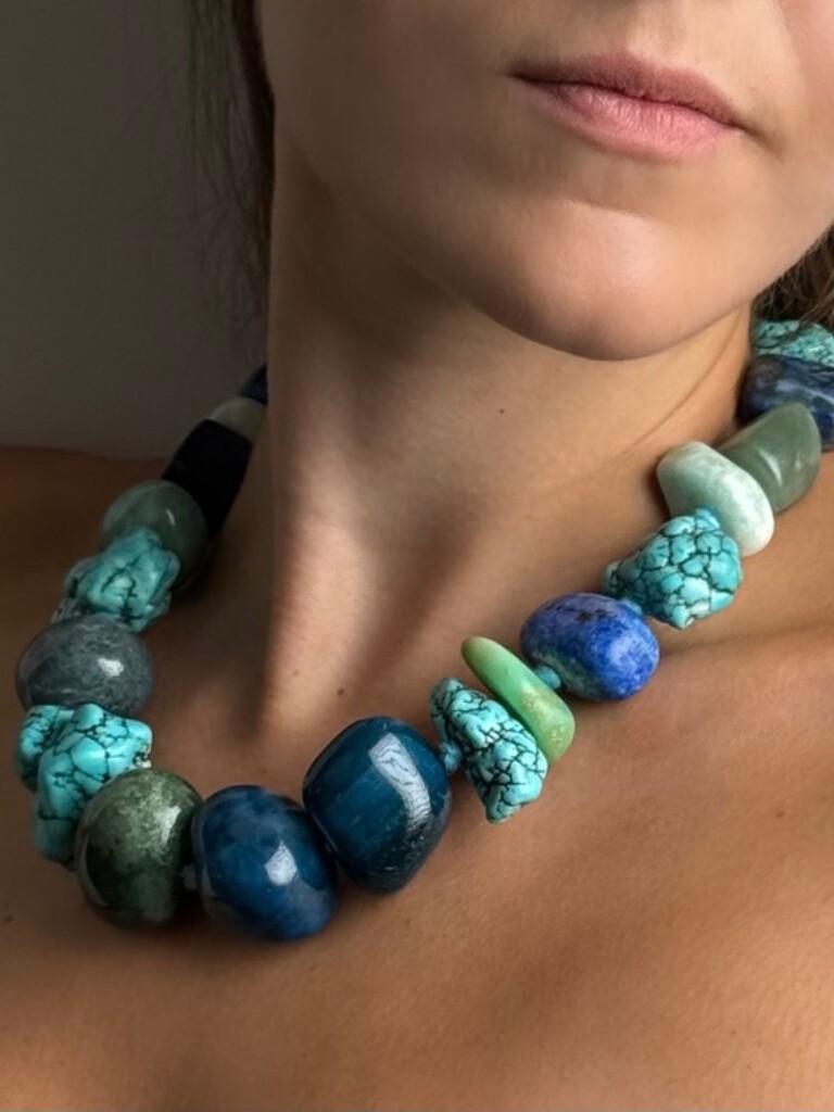 Lapis lazuli, turquoise, amazonite, moss agate