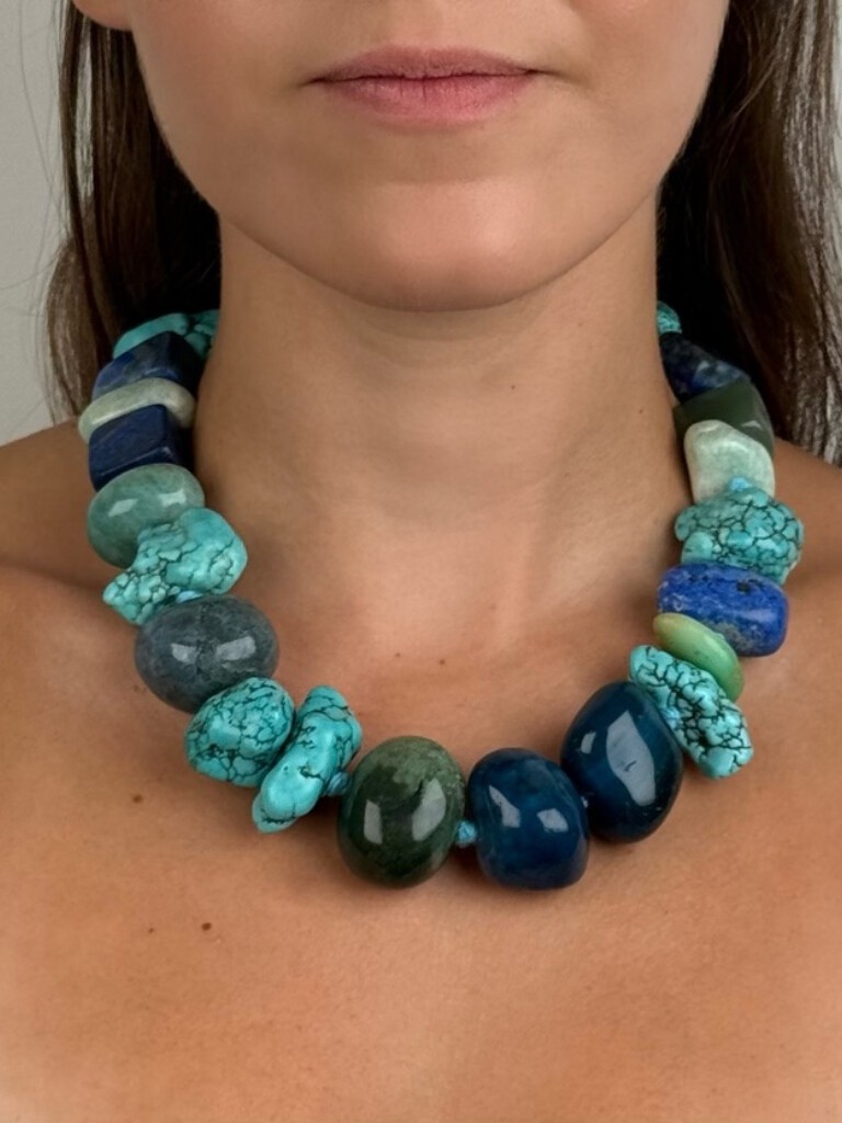 Lapis lazuli, turquoise, amazonite, moss agate