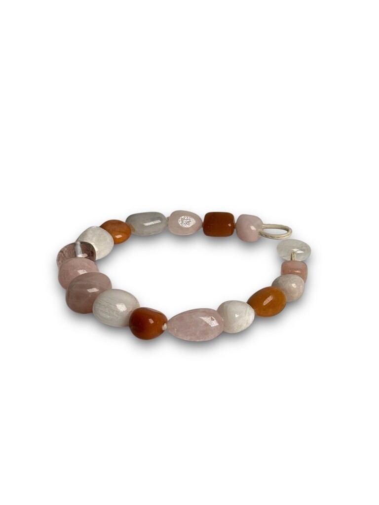 Necklace: Aventurine, rose quartz, agate, moonstone