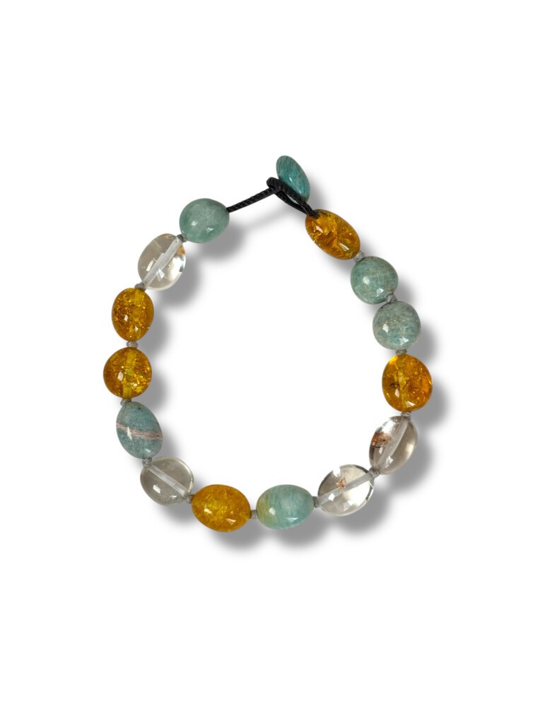 Necklace: Citrine, amazonite and crystal quartz