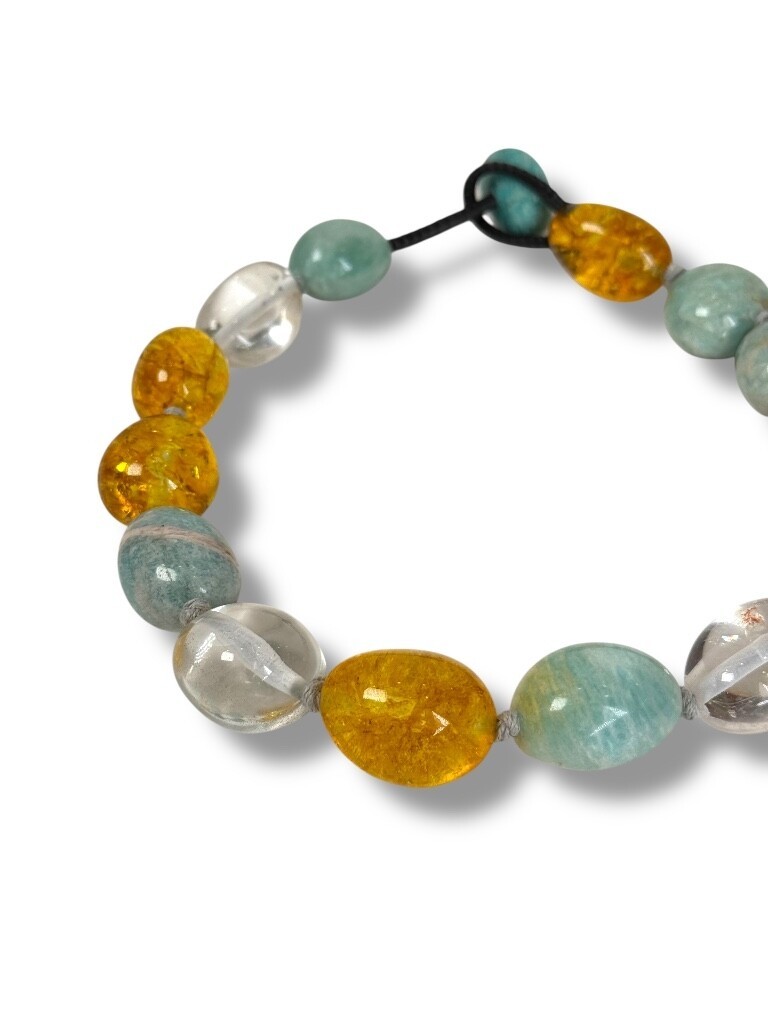 Necklace: Citrine, amazonite and crystal quartz