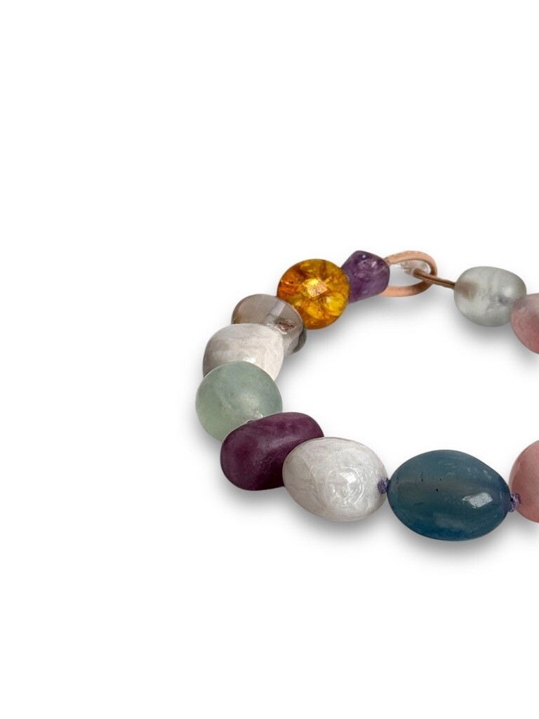 Necklace: Moonstone, fluorite, citrine and agate