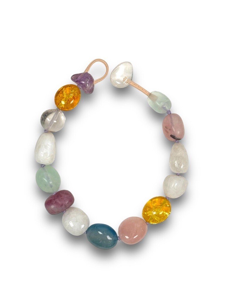 Necklace: Moonstone, fluorite, citrine and agate