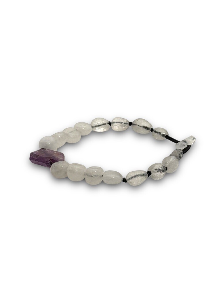Necklace with amethyst and quartz