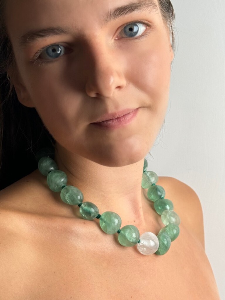 Necklace with green fluorite