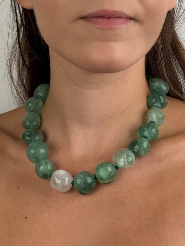 Necklace with green fluorite