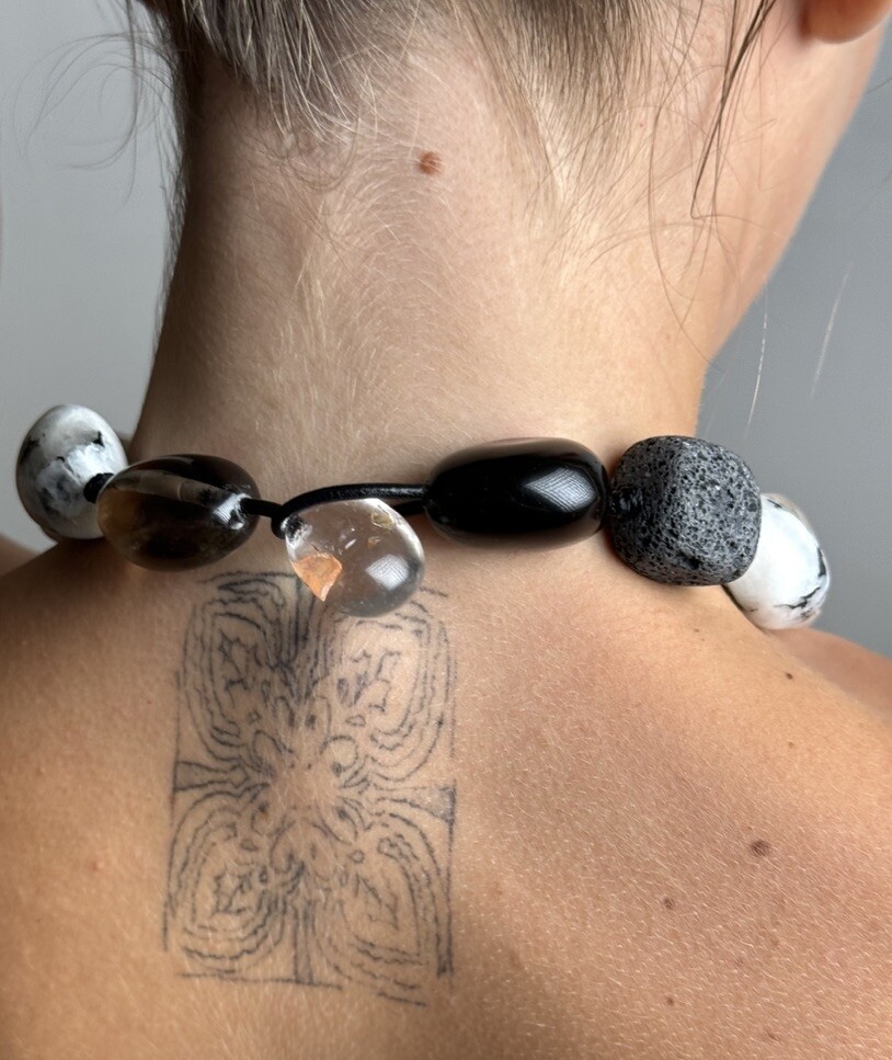 Necklace with mixed materials