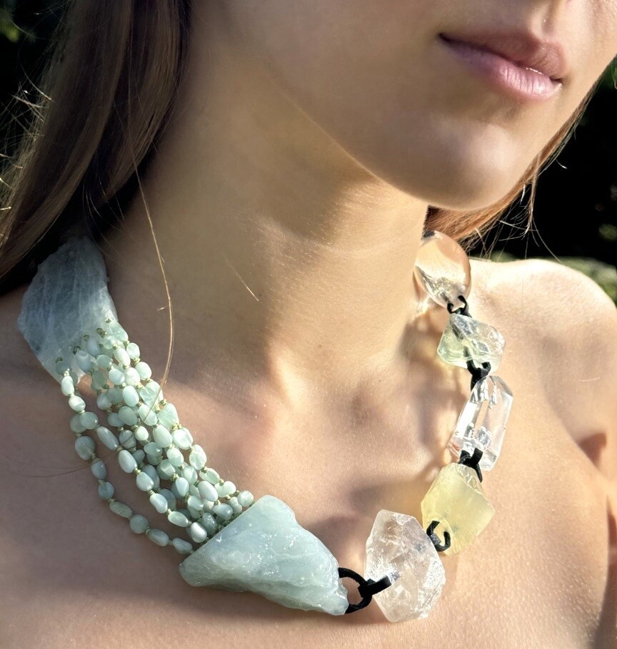 Necklace with mixed materials