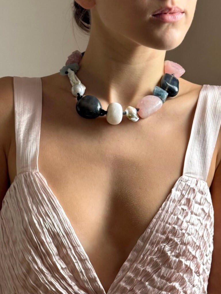 Necklace with mixed materials