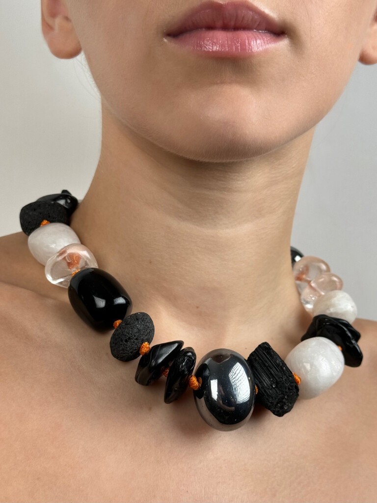 Necklace with mixed materials