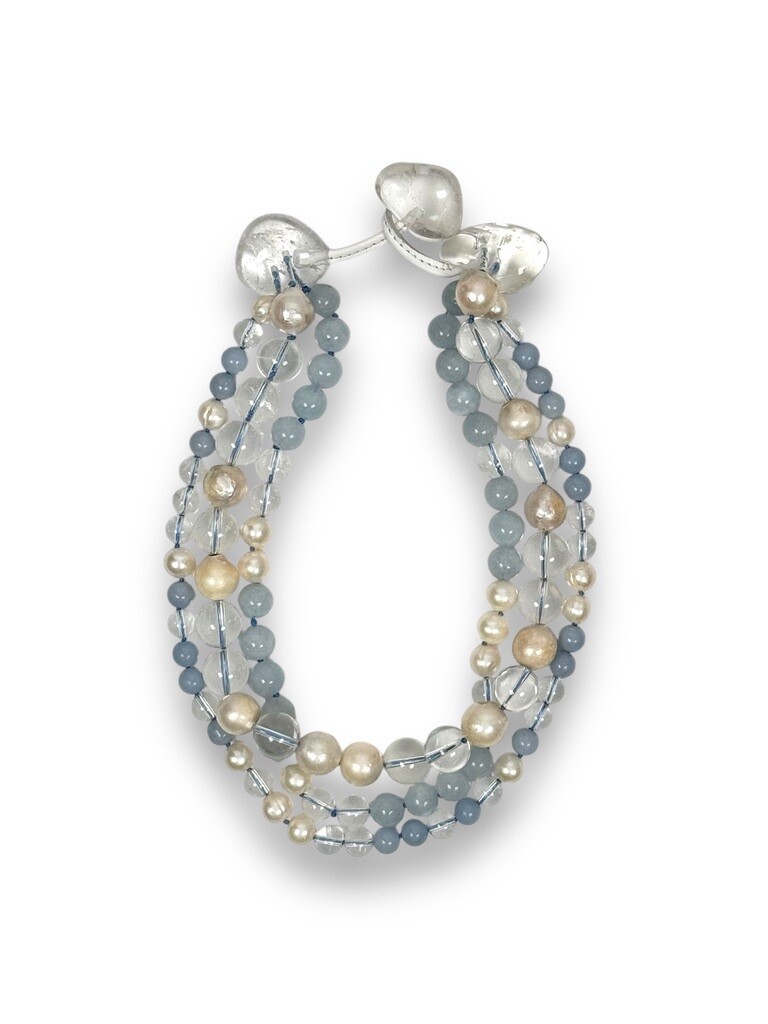 Crystal quartz, angelite and pearls