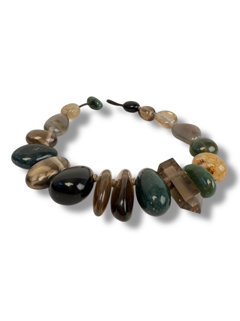 Statement necklace with smokey colours