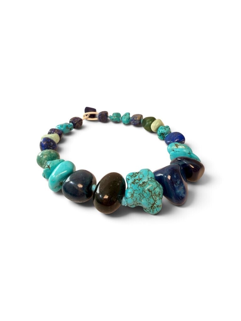 Necklace with lapis lazuli, turquoise, amazonite and moss agate